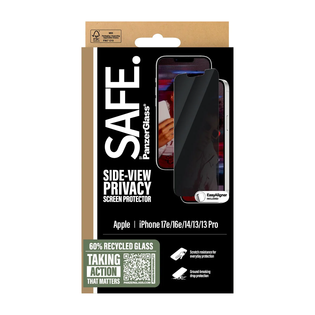 SAFE. by PanzerGlassÂź 2-Way Privacy Screen Protector iPhone 17e | 16e | 14 | 13 | 13 Pro | Ultra-Wide Fit w. EasyAligner - Image 3