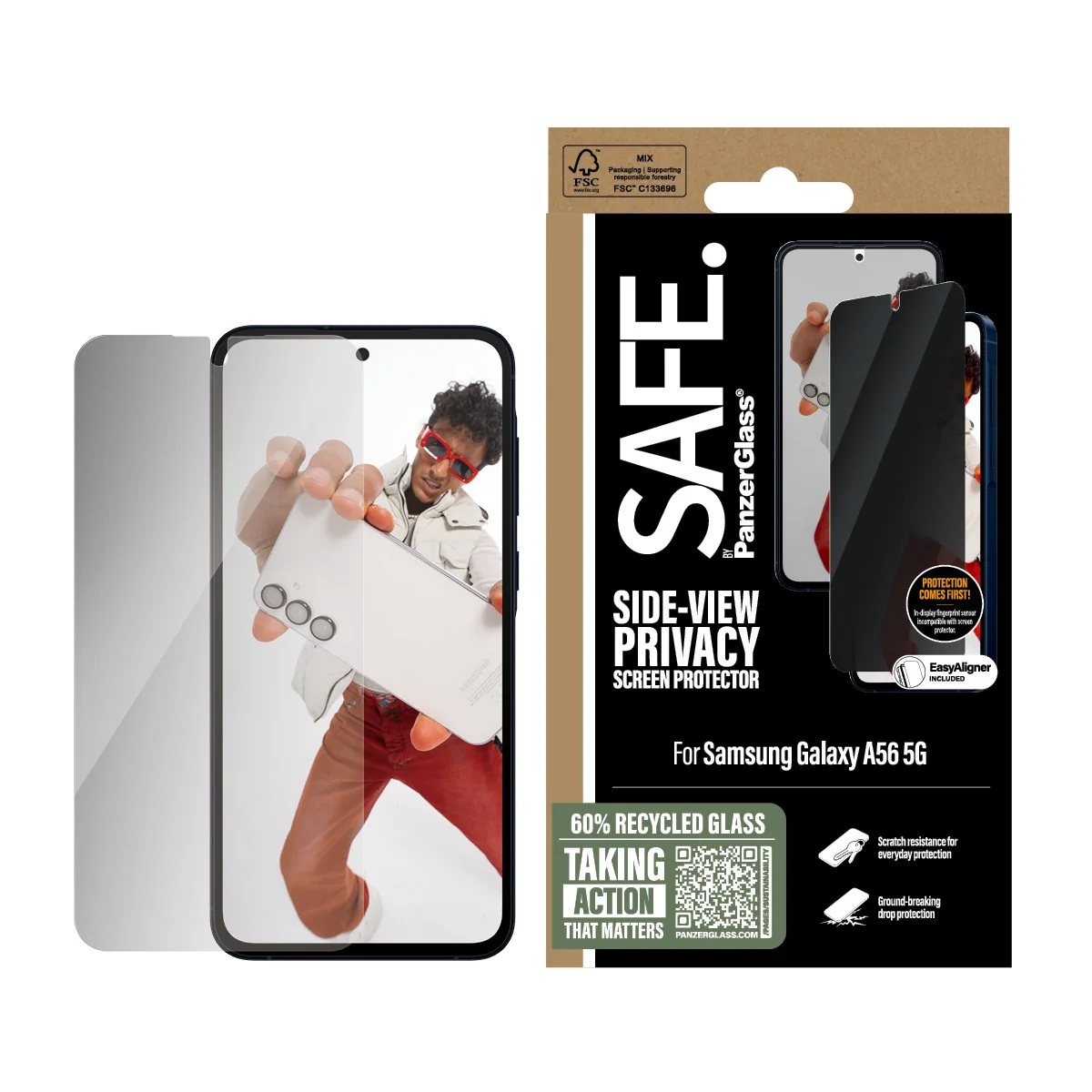 SAFE. by PanzerGlass® 2-Way Privacy Screen Protector Samsung Galaxy A56 5G | Ultra-Wide Fit w. EasyAligner - Image 2