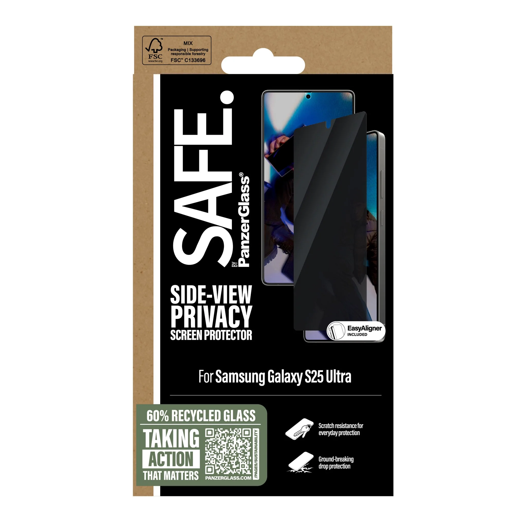 SAFE. by PanzerGlass® 2-Way Privacy Screen Protector Samsung Galaxy S25 Ultra | Ultra-Wide Fit w. EasyAligner - Image 3