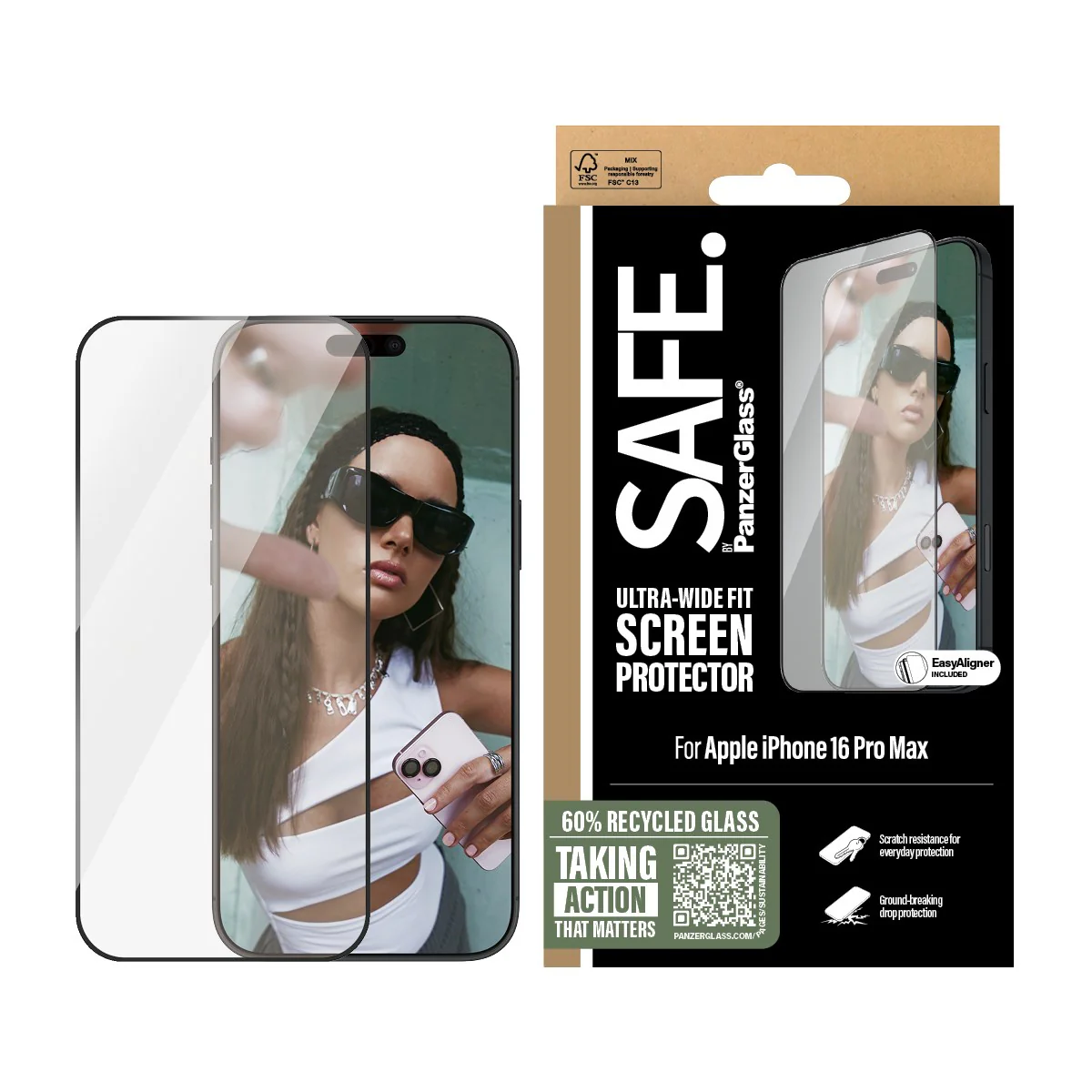 SAFE. by PanzerGlass® Screen Protection w. Black Frame iPhone 16 Pro Max | Ultra-Wide Fit - Image 2