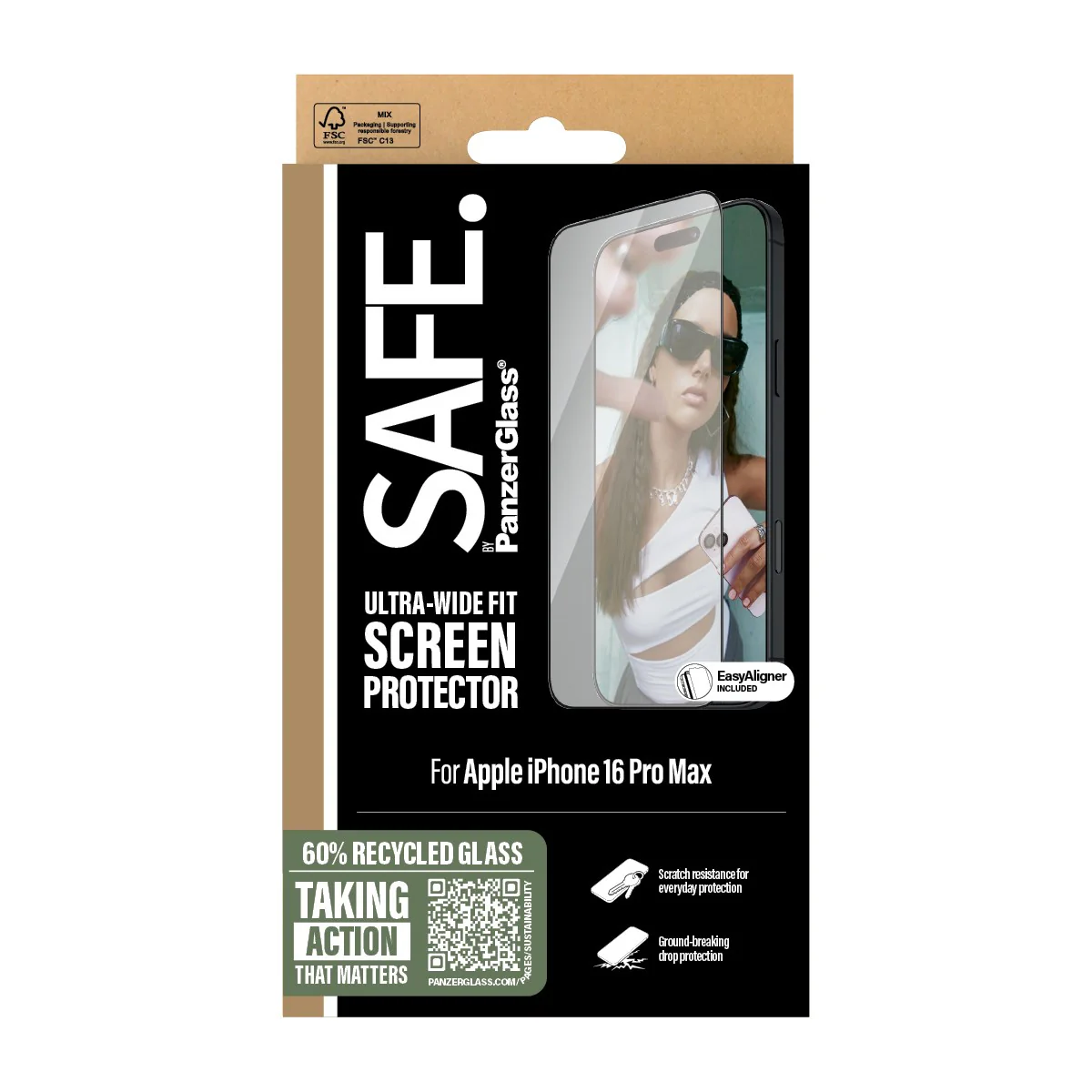 SAFE. by PanzerGlass® Screen Protection w. Black Frame iPhone 16 Pro Max | Ultra-Wide Fit - Image 3