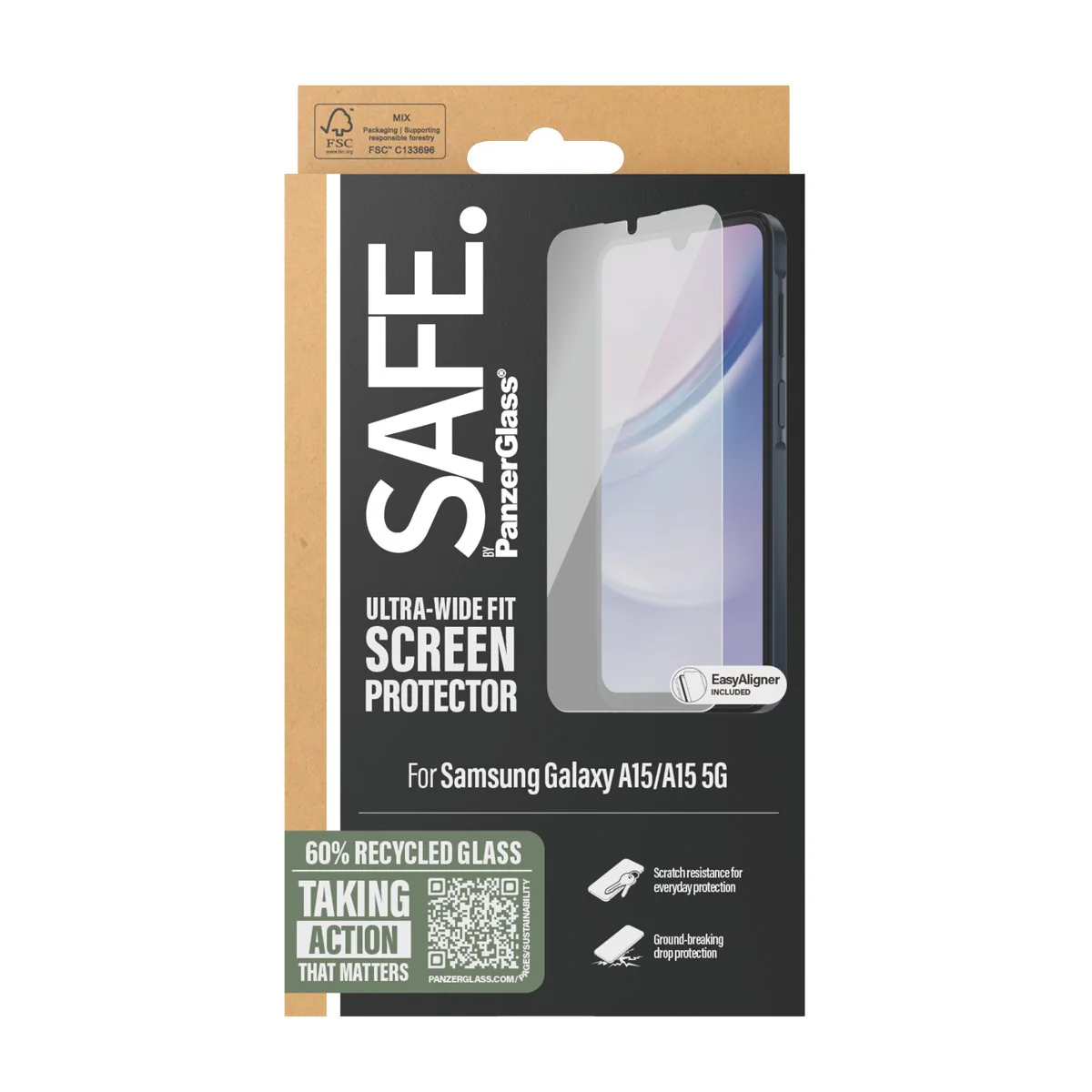 SAFE. by PanzerGlass® Screen Protector by Samsung Galaxy A15 | A15 5G | Ultra-Wide Fit w. EasyAligner - Image 3