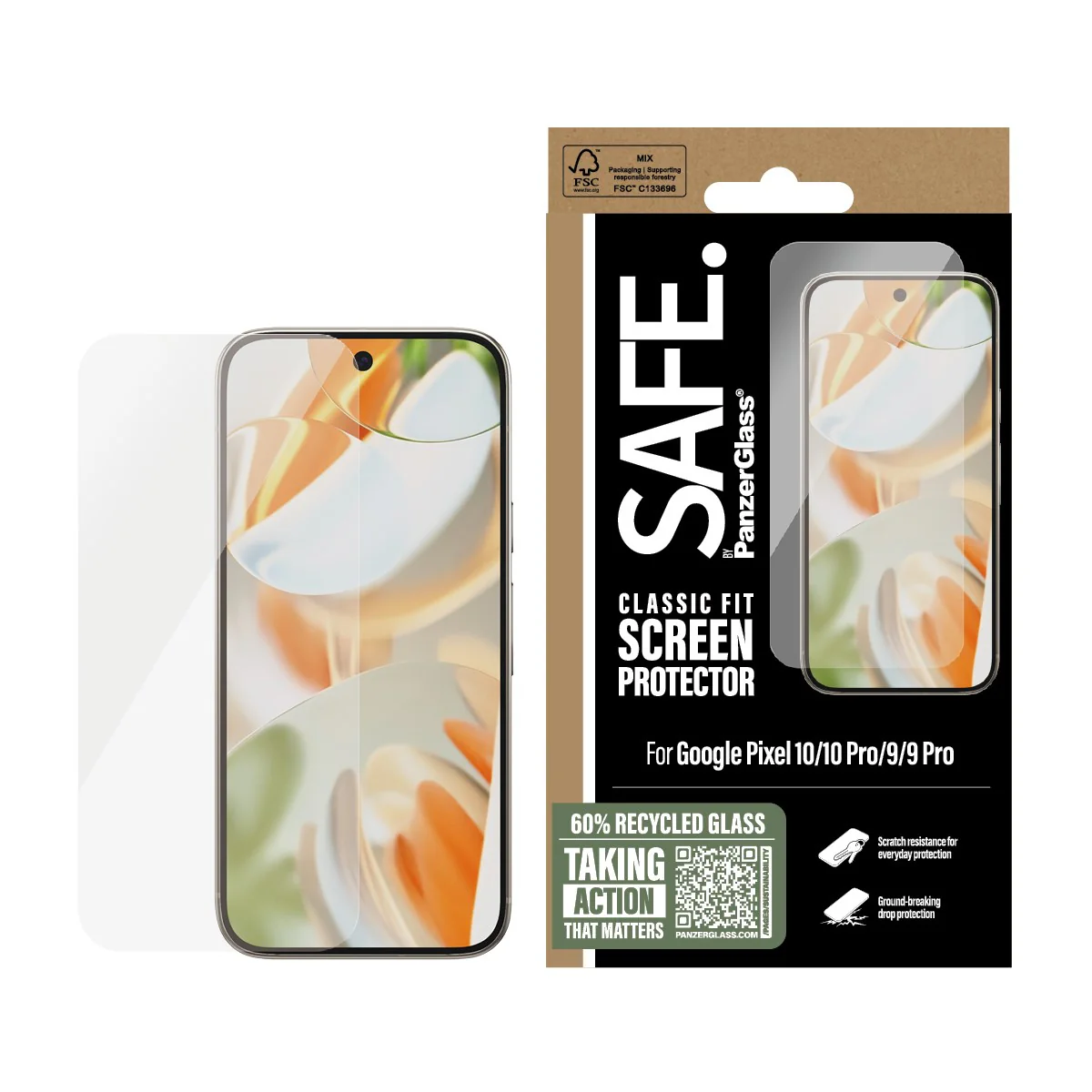 SAFE. by PanzerGlass® Screen Protector Google Pixel 10 | 10 Pro | 9 | 9 Pro | Classic Fit - Image 2