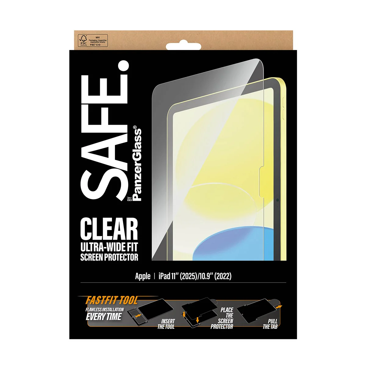 SAFE. by PanzerGlass® Screen Protector iPad 11" (2025) | 10.9" (2022) | Ultra-Wide Fit w. Fastfit tool - Image 3