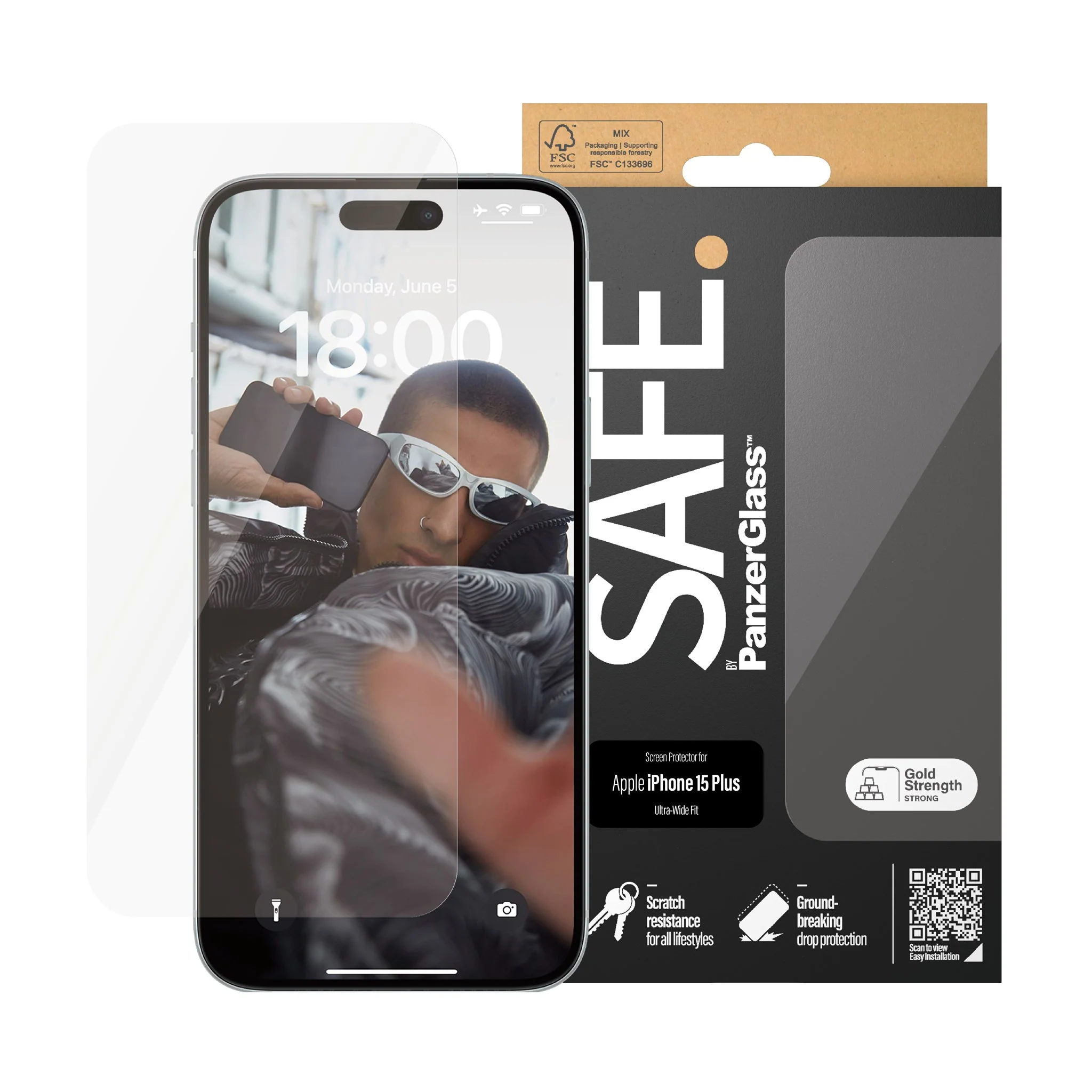 SAFE. by PanzerGlass® Screen Protector iPhone 15 Plus | Ultra-Wide Fit - Image 3