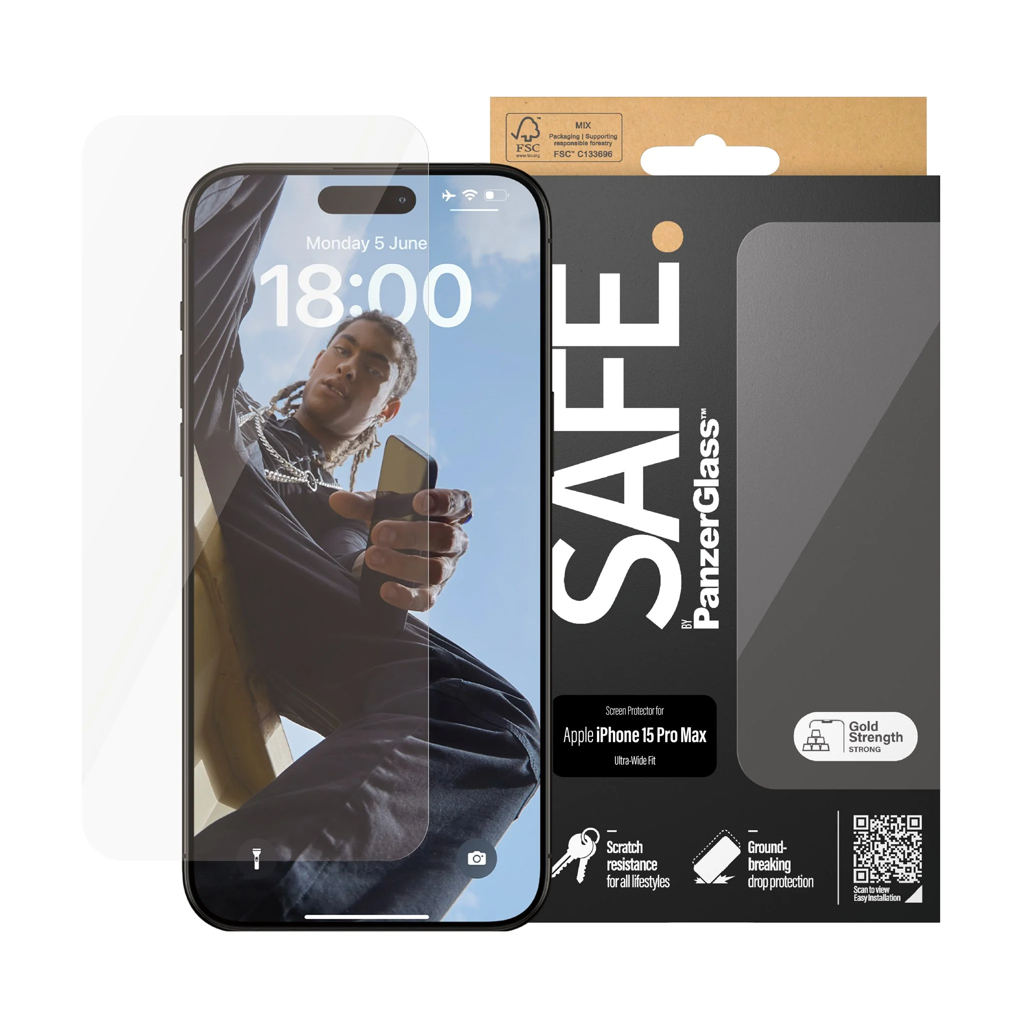 SAFE. by PanzerGlass® Screen Protector iPhone 15 Pro Max | Ultra-Wide Fit - Image 2