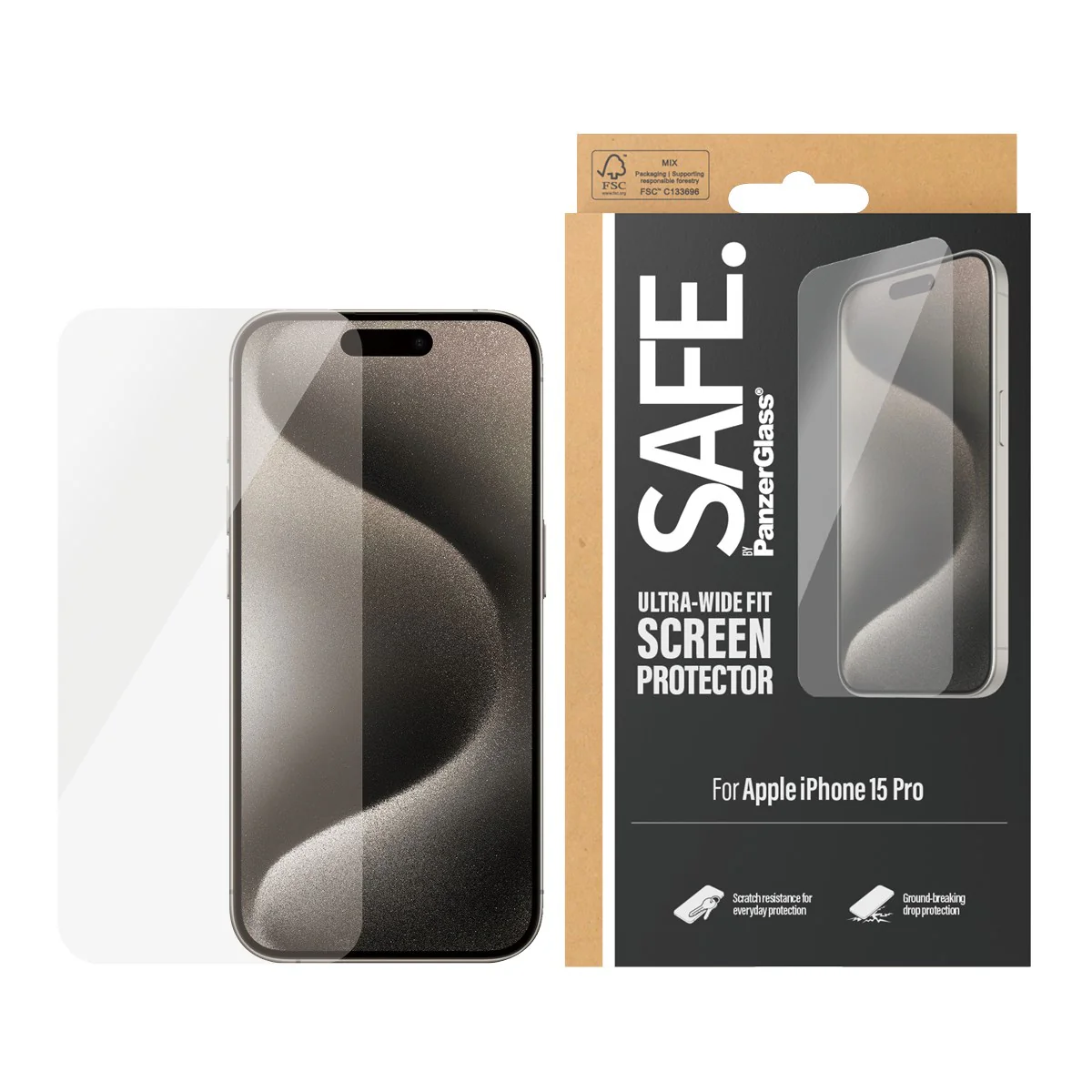 SAFE. by PanzerGlass® Screen Protector iPhone 15 Pro | Ultra-Wide Fit - Image 2