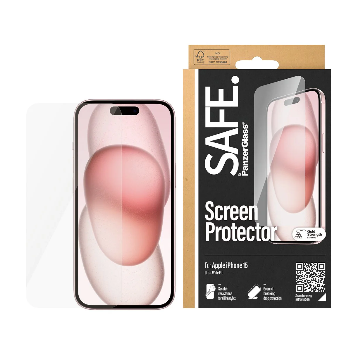 SAFE. by PanzerGlass® Screen Protector iPhone 15 | Ultra-Wide Fit - Image 2