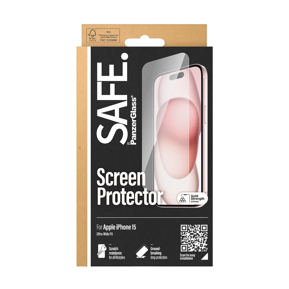 SAFE. by PanzerGlass® Screen Protector iPhone 15 | Ultra-Wide Fit - Image 3