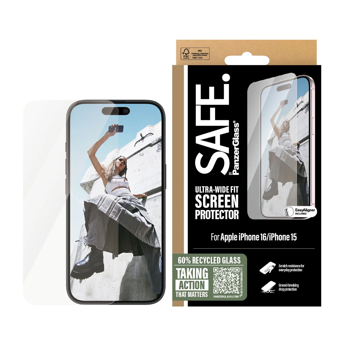 SAFE. by PanzerGlass® Screen Protector iPhone 16 | 15 | Ultra-Wide Fit - Image 2