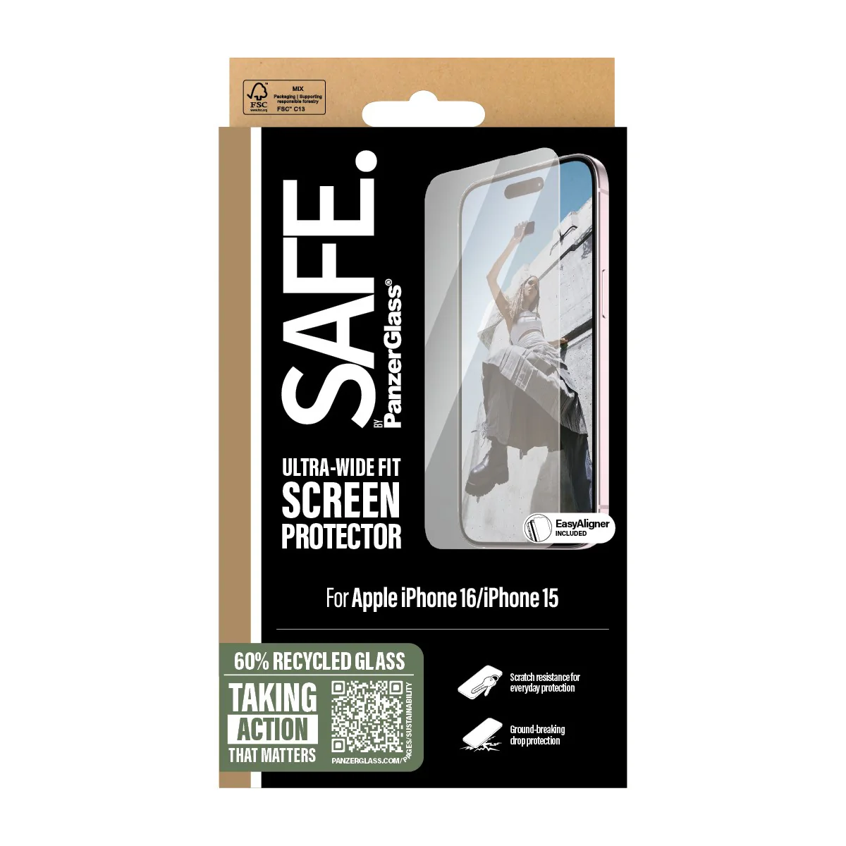 SAFE. by PanzerGlass® Screen Protector iPhone 16 | 15 | Ultra-Wide Fit - Image 3