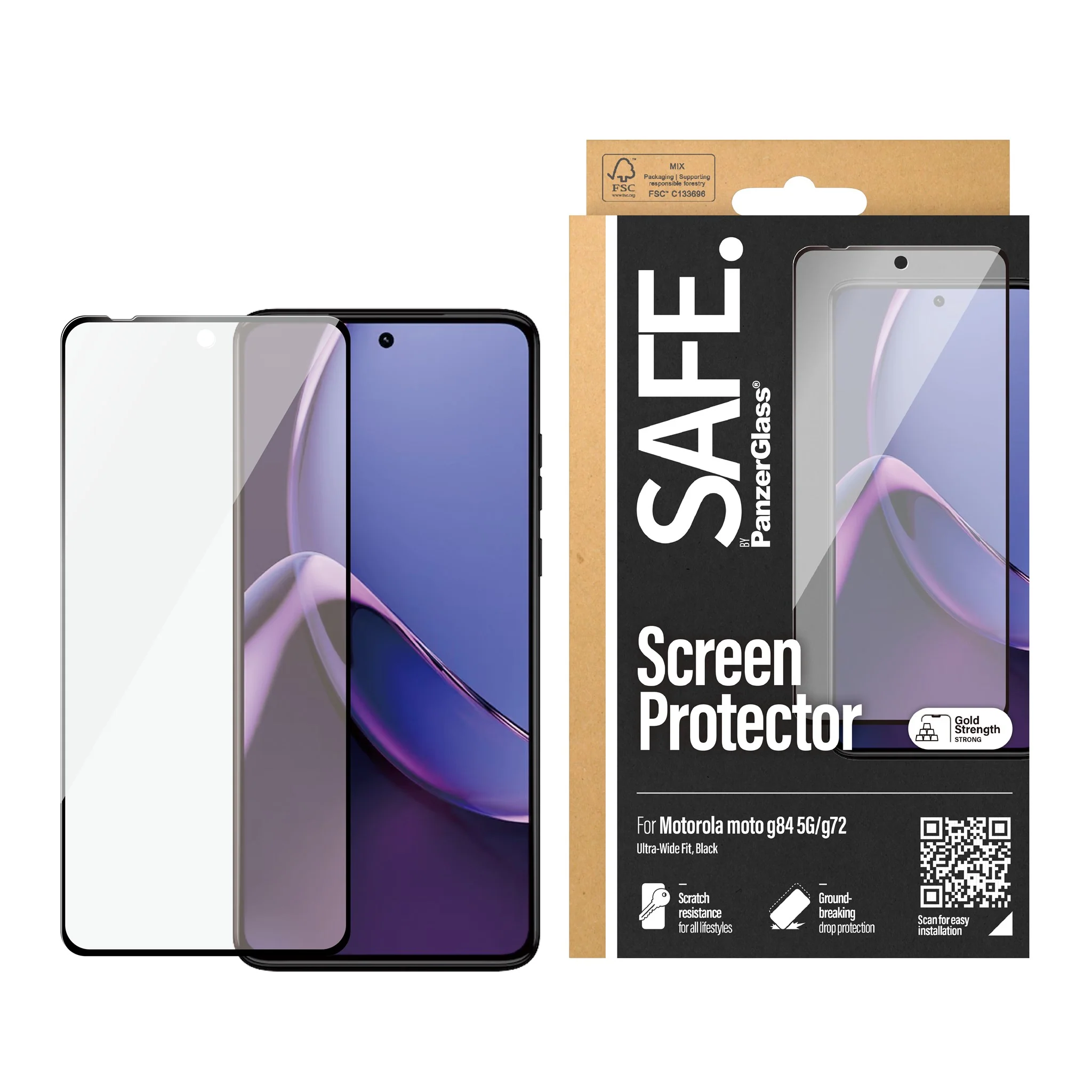 SAFE. by PanzerGlass® Screen Protector Motorola G84 5G | G72 | Ultra-Wide Fit - Image 2