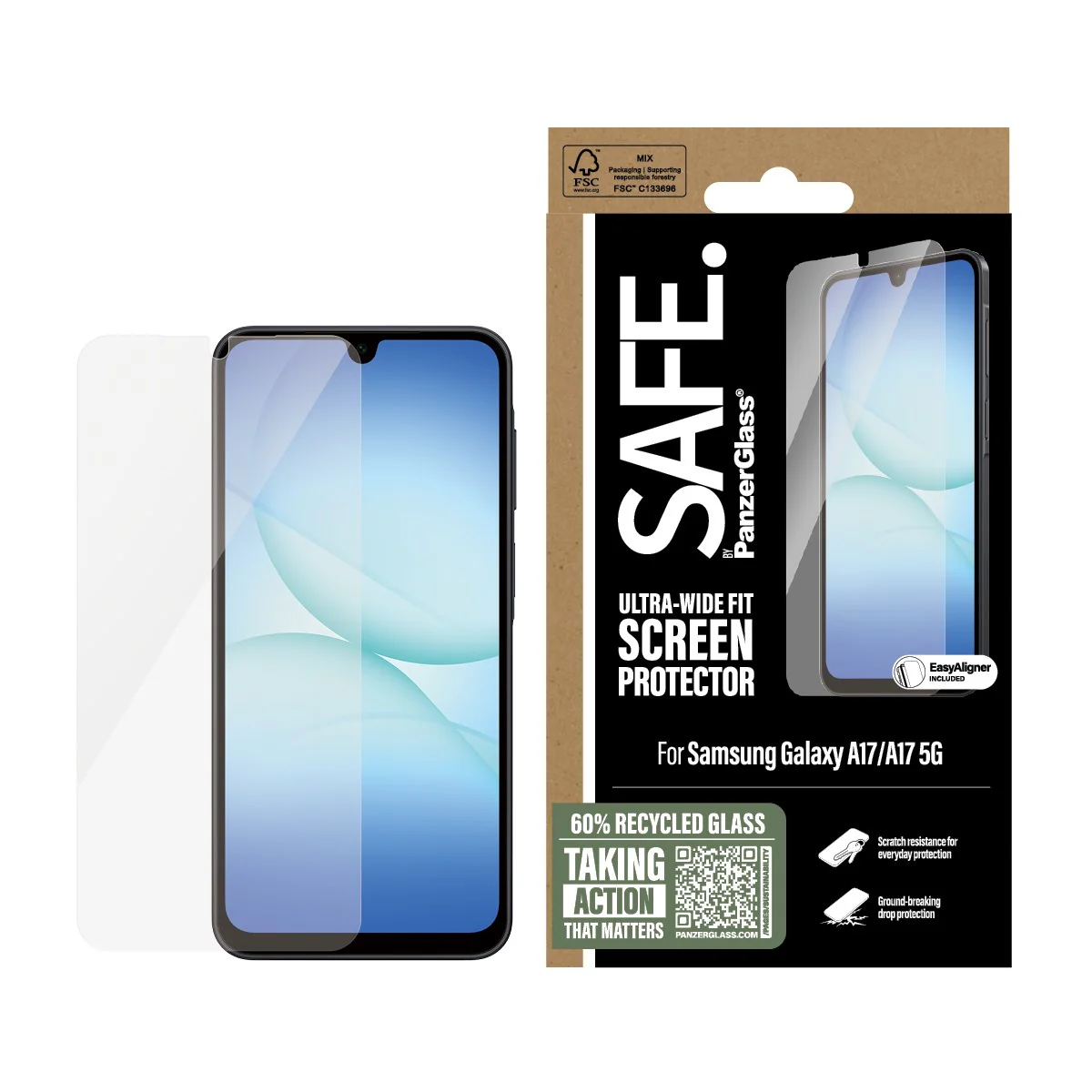 SAFE. by PanzerGlassÂź Screen Protector Samsung Galaxy A17 | A17 5G | Ultra-Wide Fit w. EasyAligner - Image 2