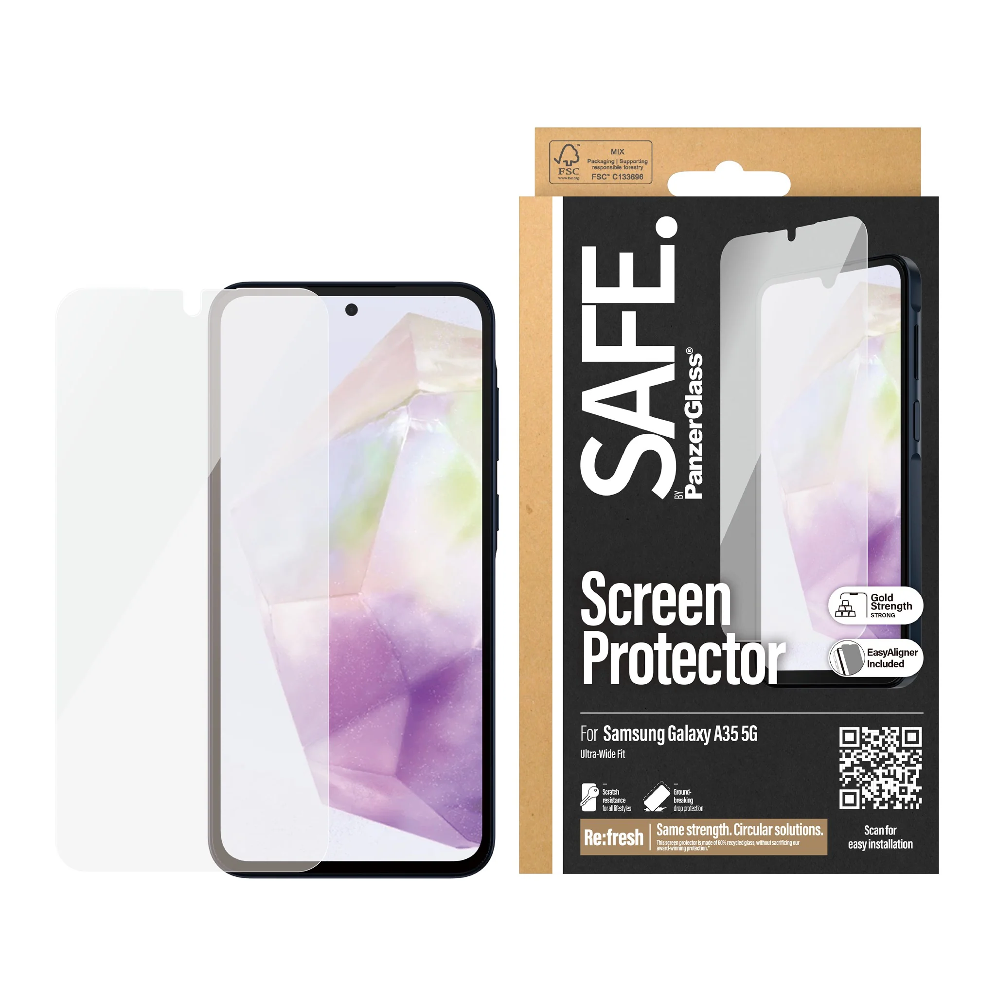 SAFE. by PanzerGlass® Screen Protector Samsung Galaxy A35 5G | Ultra-Wide Fit w. EasyAligner - Image 2
