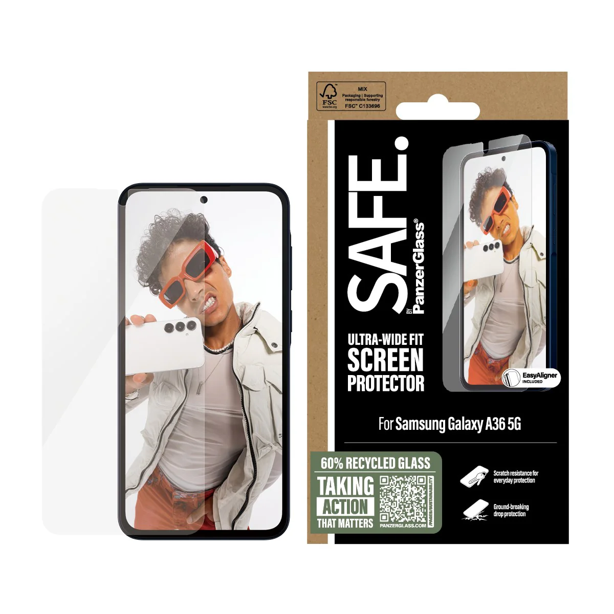 SAFE. by PanzerGlass® Screen Protector Samsung Galaxy A36 5G | Ultra-Wide Fit w. EasyAligner - Image 2