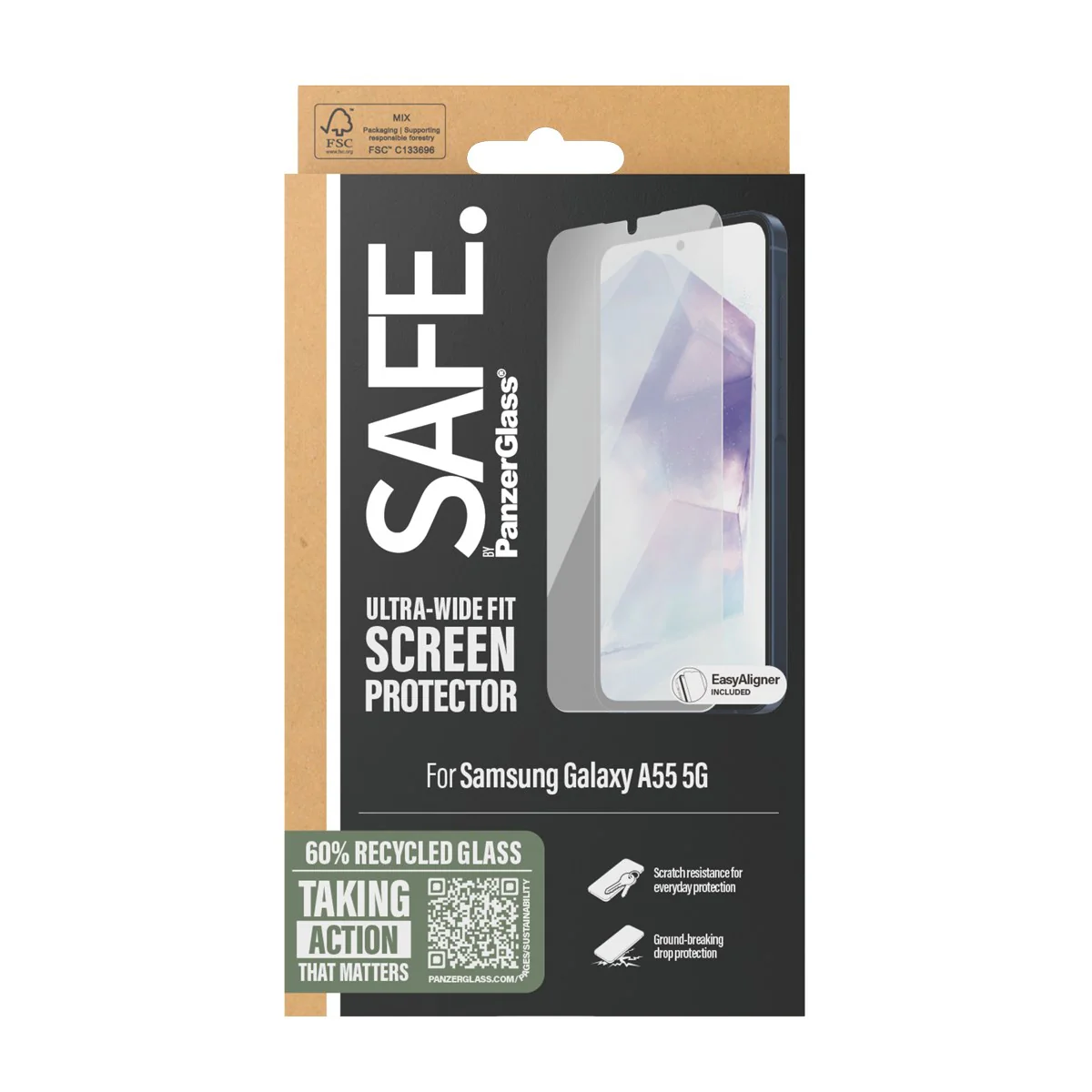 SAFE. by PanzerGlassÂź Screen Protector Samsung Galaxy A55 5G | Ultra-Wide Fit w. EasyAligner - Image 3