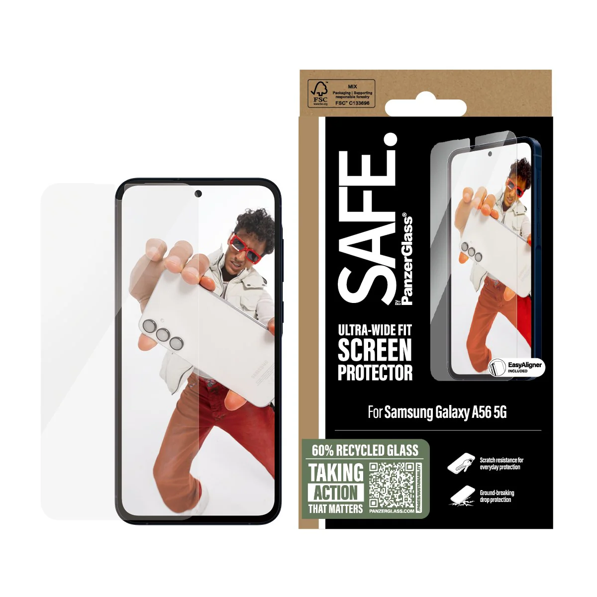 SAFE. by PanzerGlass® Screen Protector Samsung Galaxy A56 5G | Ultra-Wide Fit w. EasyAligner - Image 2