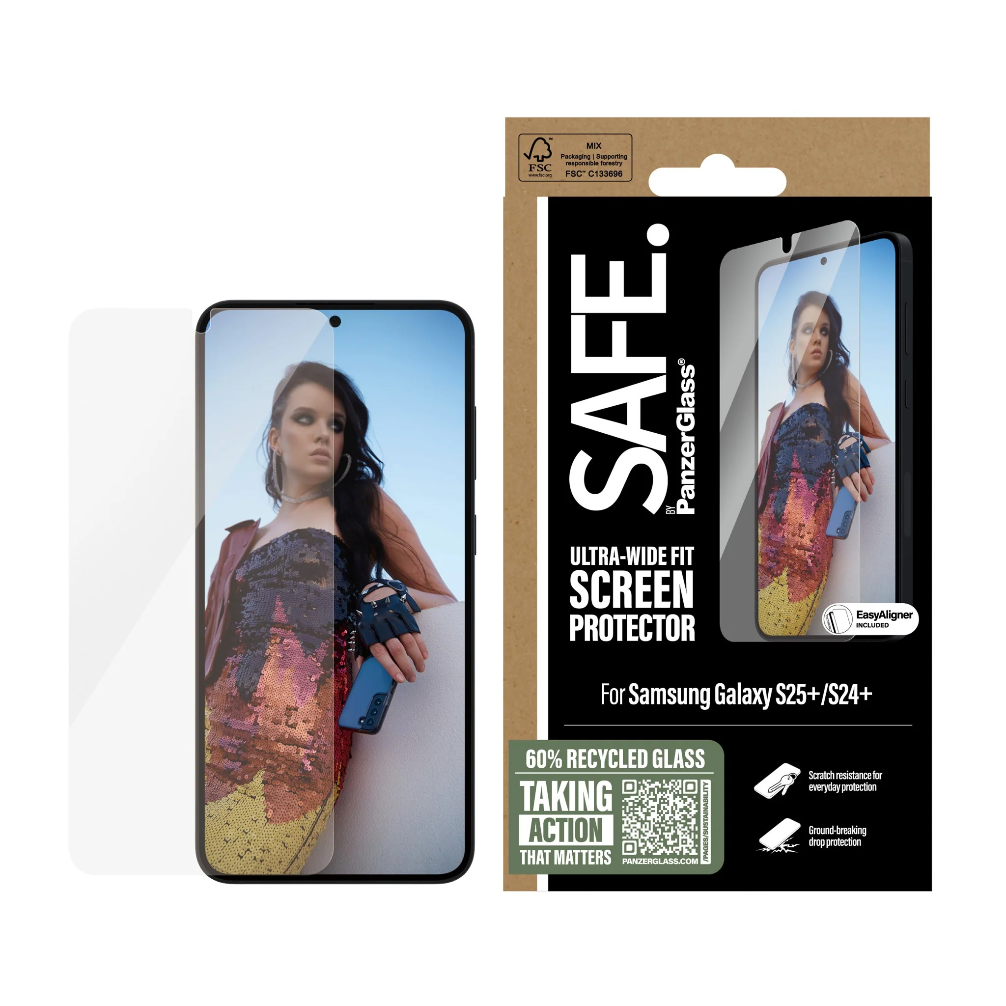 SAFE. by PanzerGlassÂź Screen Protector Samsung Galaxy S25+ | S24+ | Ultra-Wide Fit w. EasyAligner - Image 2