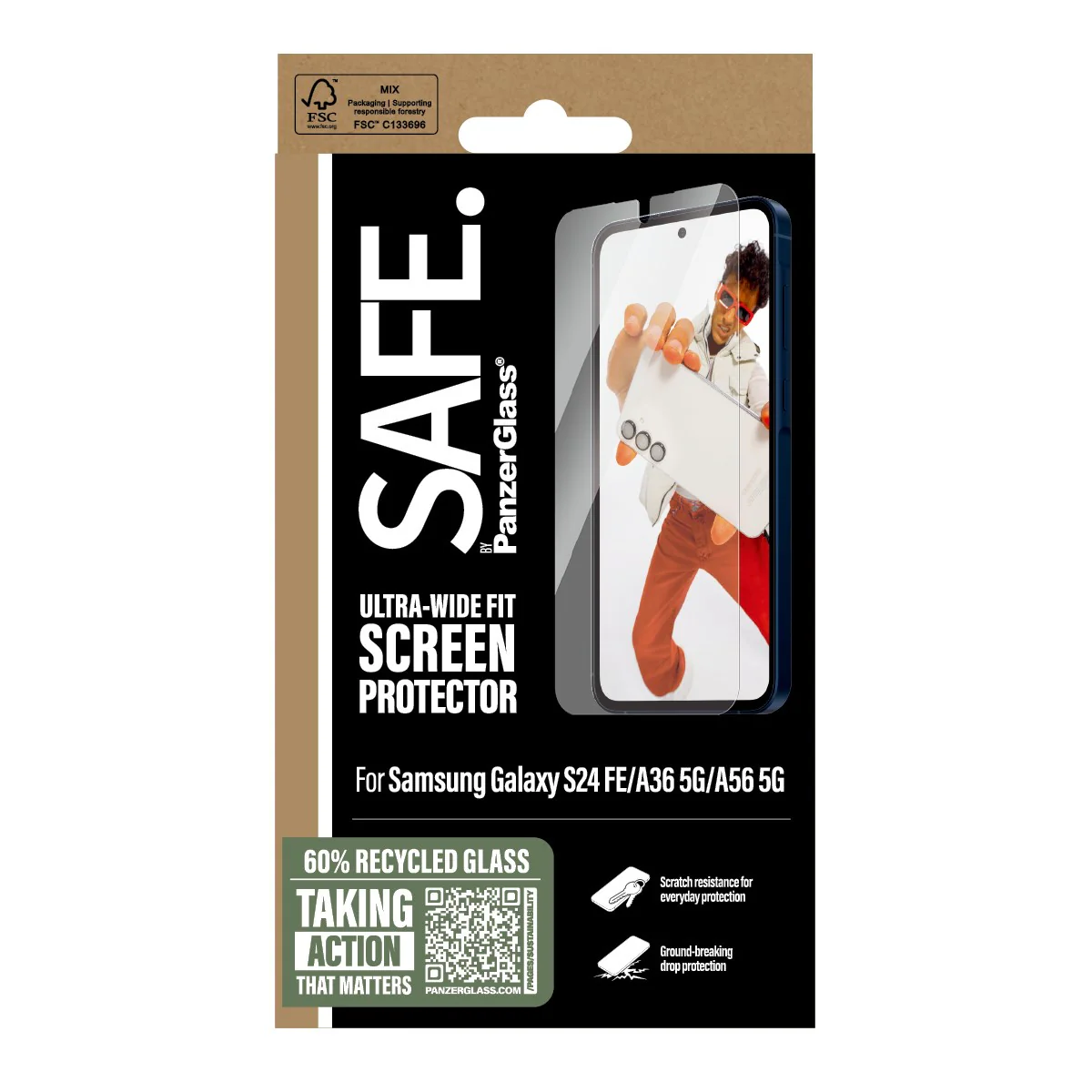 SAFE. by PanzerGlass® Screen Protector Samsung Galaxy S24 FE | A36 5G | A56 5G | Ultra-Wide Fit - Image 3