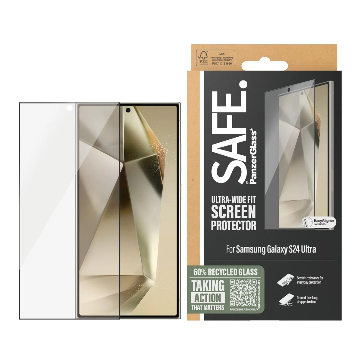 SAFE. by PanzerGlassÂź Screen Protector Samsung Galaxy S24 Ultra | Ultra-Wide Fit w. EasyAligner - Image 2