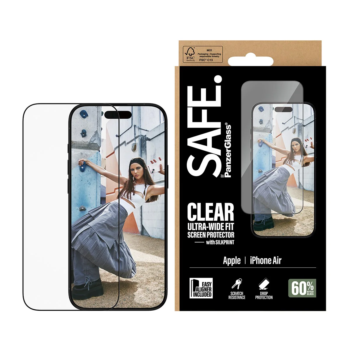 SAFE. by PanzerGlassÂź Screen Protector w. Black Frame iPhone Air | Ultra-Wide Fit w. EasyAligner - Image 2