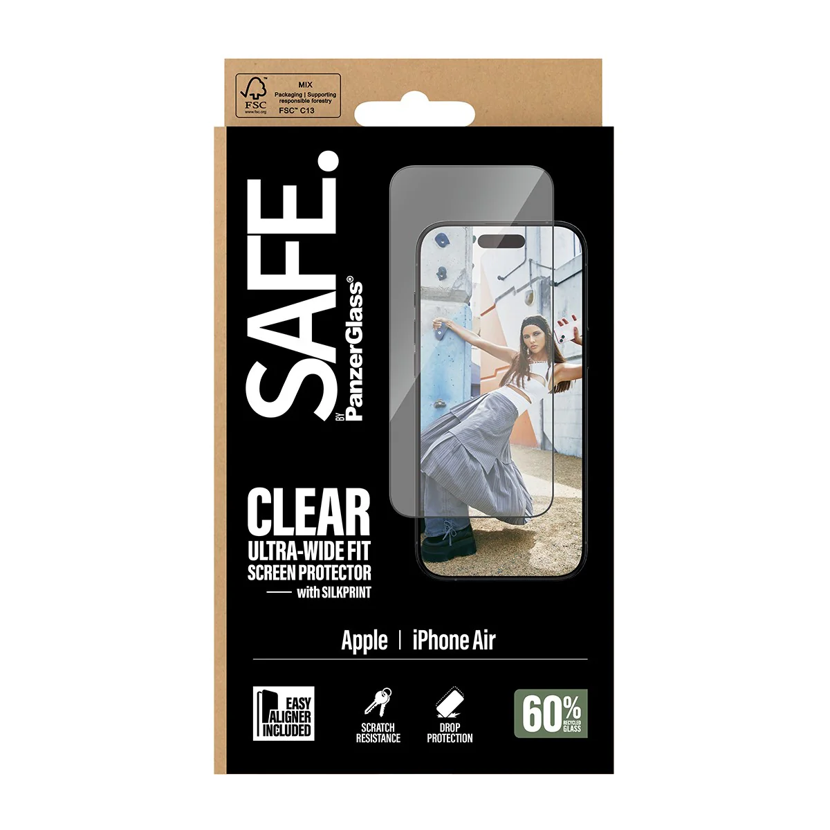 SAFE. by PanzerGlassÂź Screen Protector w. Black Frame iPhone Air | Ultra-Wide Fit w. EasyAligner - Image 3