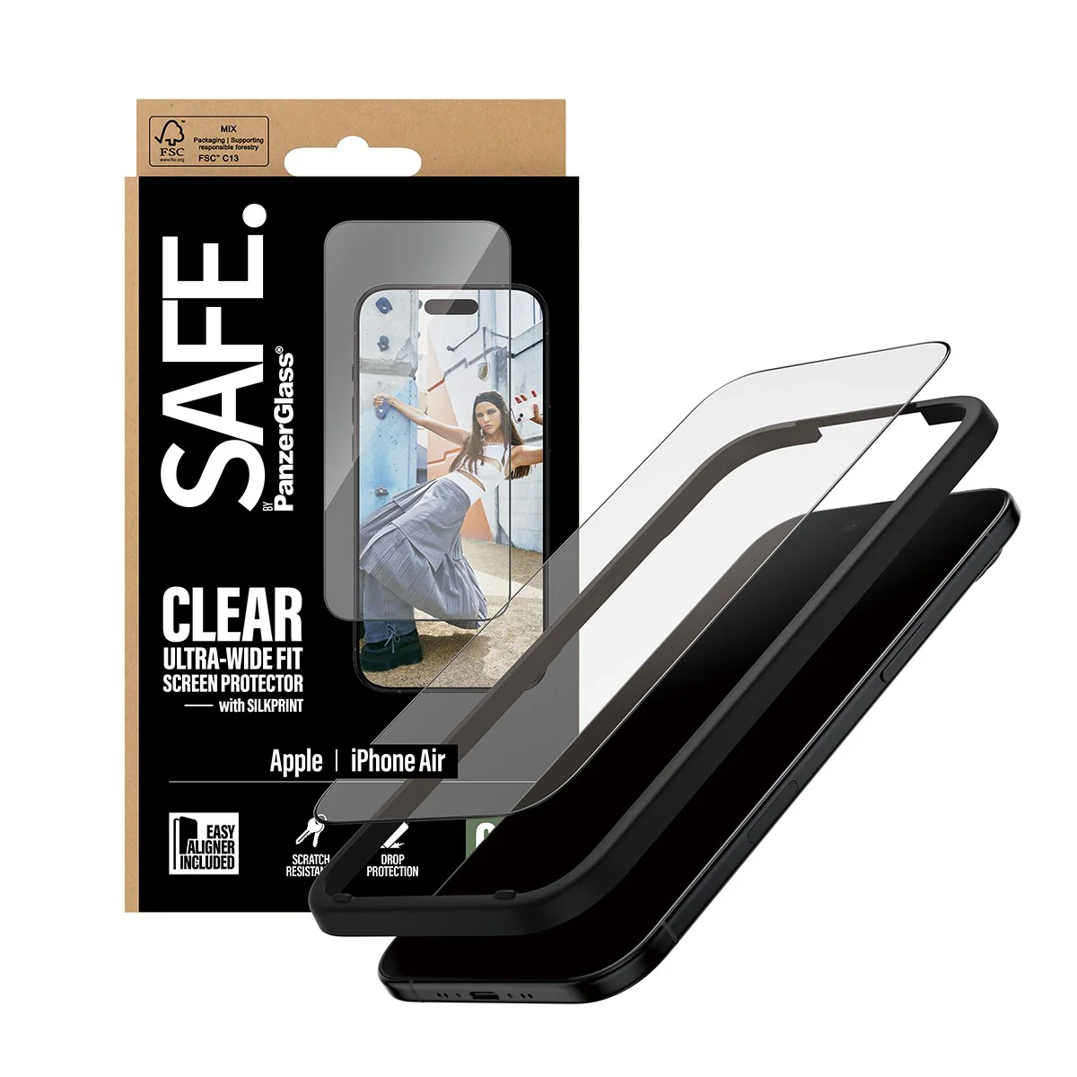 SAFE. by PanzerGlassÂź Screen Protector w. Black Frame iPhone Air | Ultra-Wide Fit w. EasyAligner - Image 5