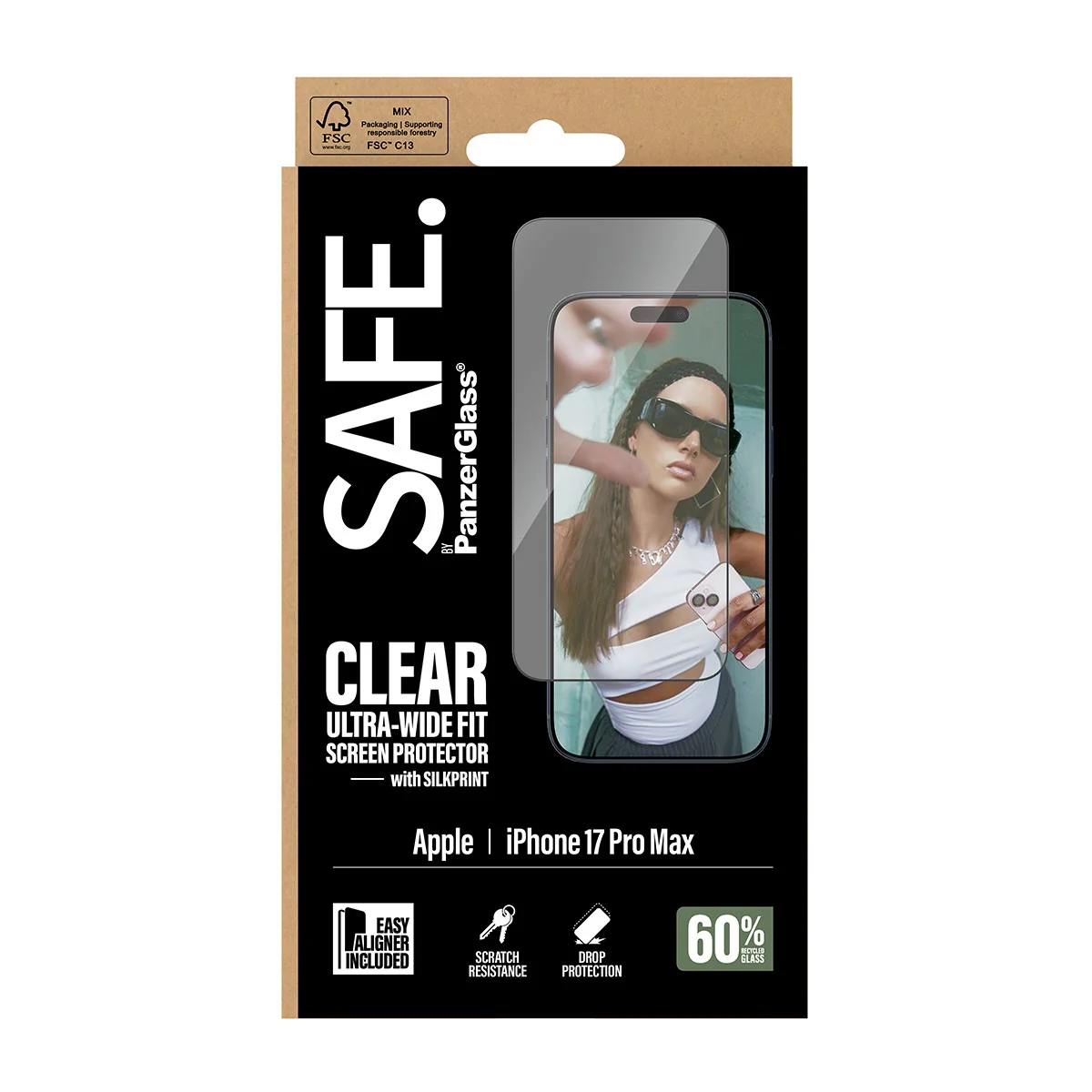 SAFE. by PanzerGlass® Screen Protector w. Black Frame iPhone 17 Pro Max | Ultra-Wide Fit w. EasyAligner - Image 3