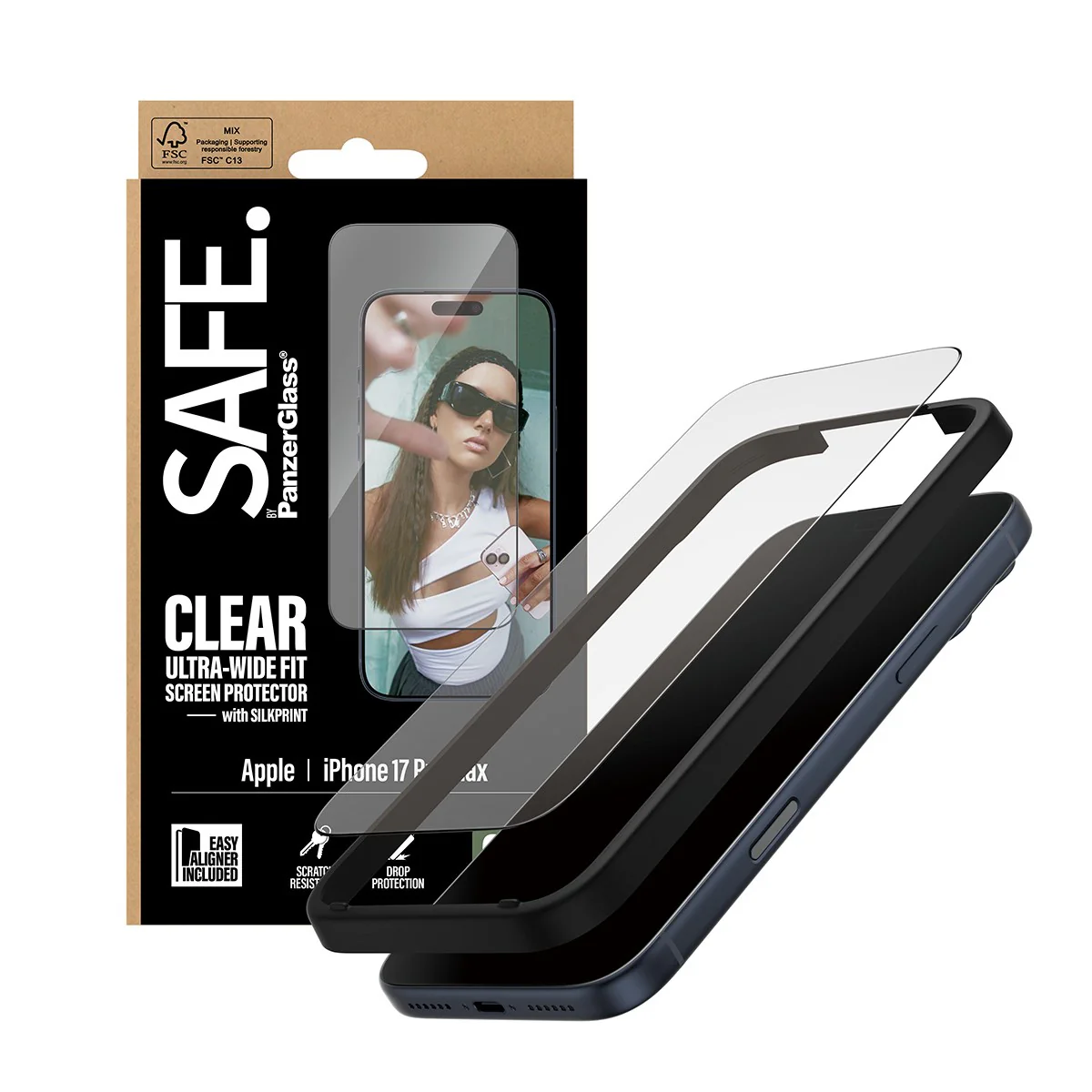 SAFE. by PanzerGlass® Screen Protector w. Black Frame iPhone 17 Pro Max | Ultra-Wide Fit w. EasyAligner - Image 5