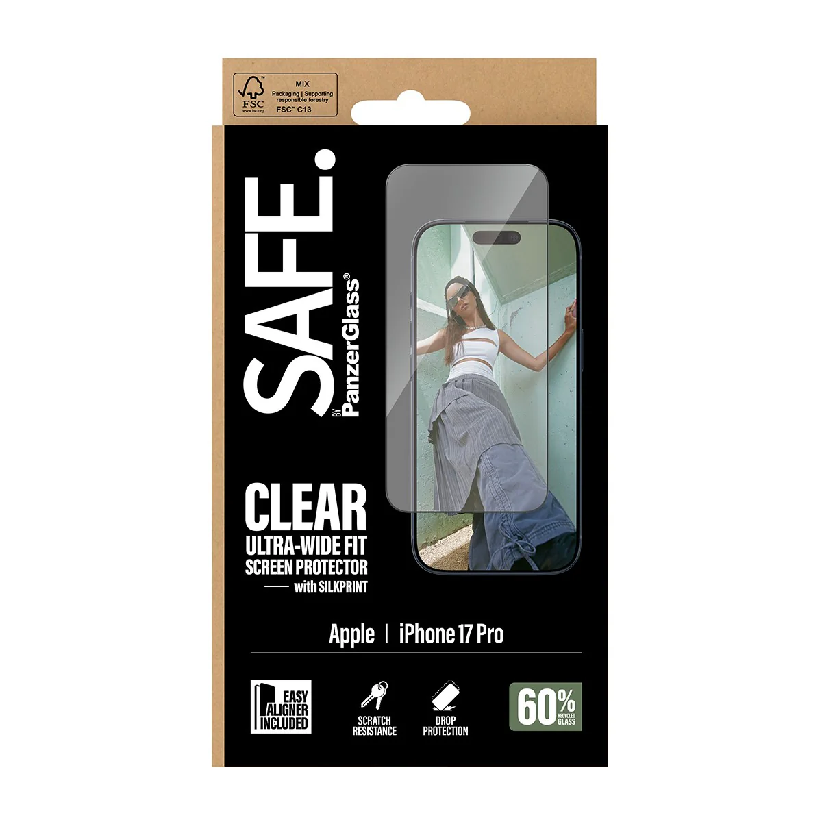 SAFE. by PanzerGlass® Screen Protector w. Black Frame iPhone 17 Pro | Ultra-Wide Fit w. EasyAligner - Image 3