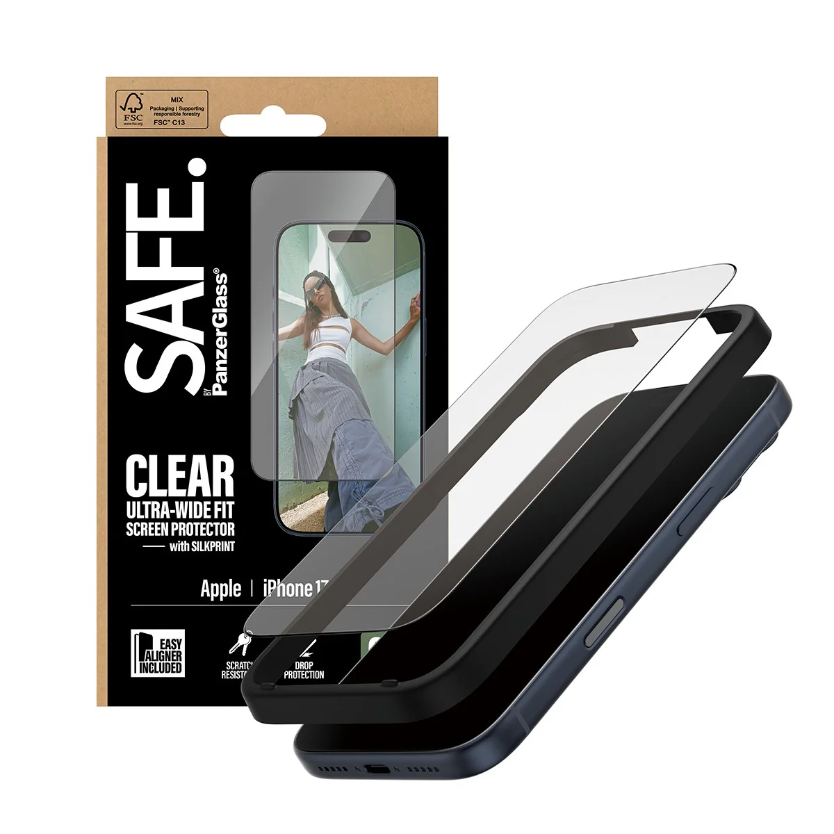 SAFE. by PanzerGlass® Screen Protector w. Black Frame iPhone 17 Pro | Ultra-Wide Fit w. EasyAligner - Image 5