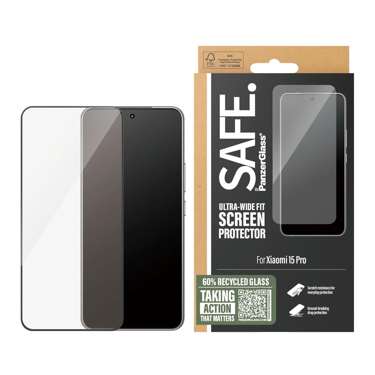 SAFE. by PanzerGlass® Screen Protector w. Black Frame Xiaomi 15 Pro | Ultra-Wide Fit - Image 2