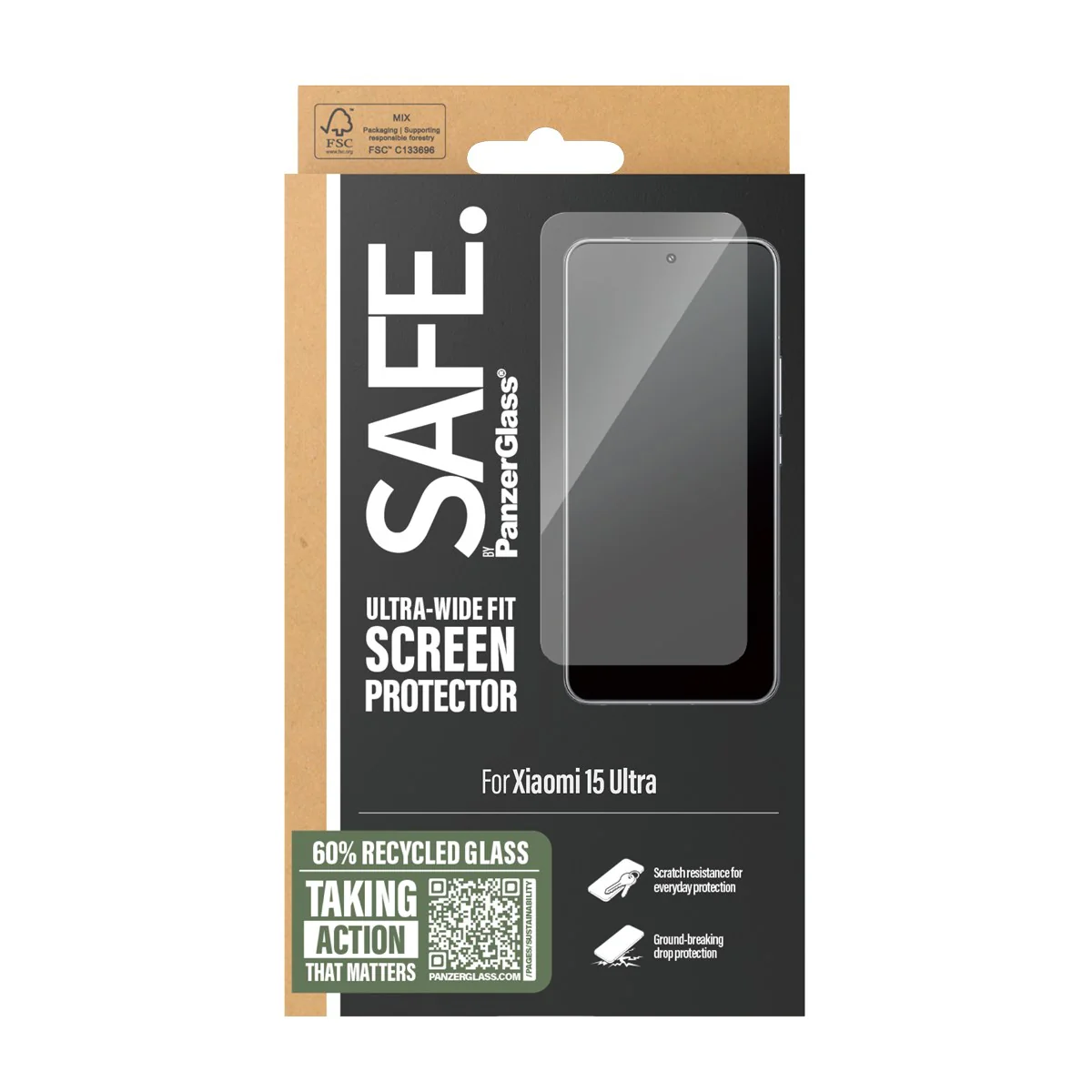 SAFE. by PanzerGlass® Screen Protector w. Black Frame Xiaomi 15 Ultra | Ultra-Wide Fit - Image 3