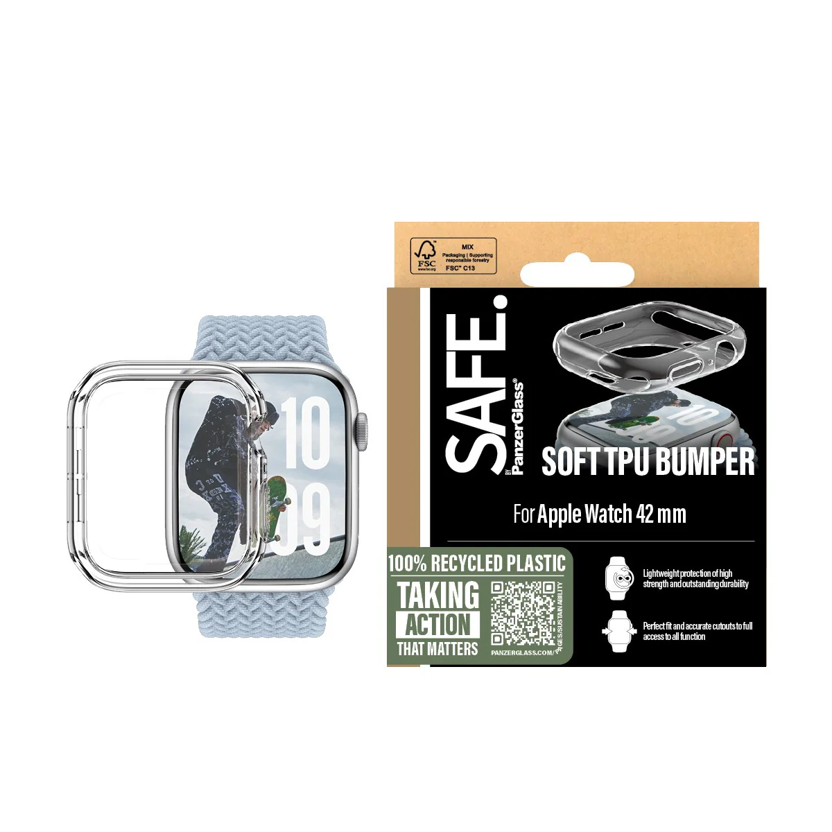 SAFE. by PanzerGlass® TPU Bumper Transparent Apple Watch Series 11 | 10 | 42mm - Image 2