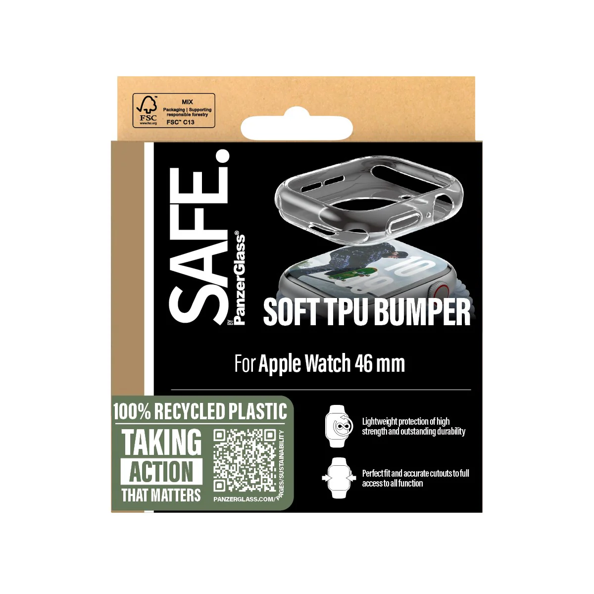 SAFE. by PanzerGlass® TPU Bumper Transparent Apple Watch Series 11 | 10 | 46mm - Image 3