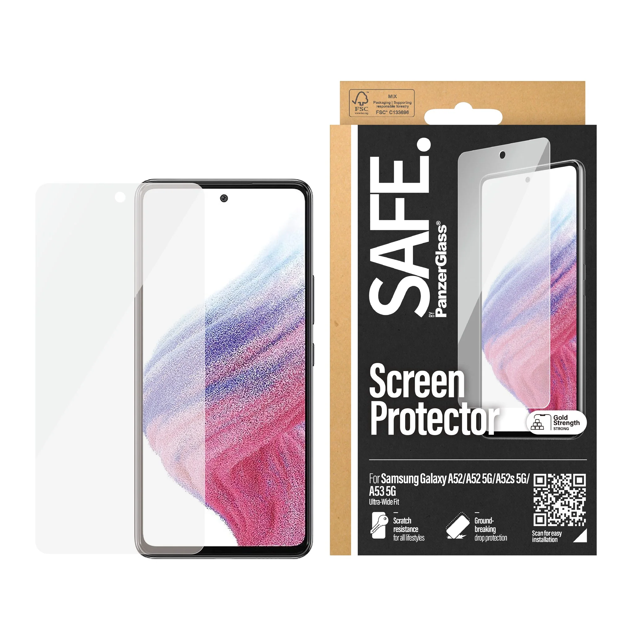 SAFE. by PanzerGlass® Screen Protector Samsung Galaxy A52 | A52 5G | A52s 5G | A53 5G | Ultra-Wide Fit - Image 2